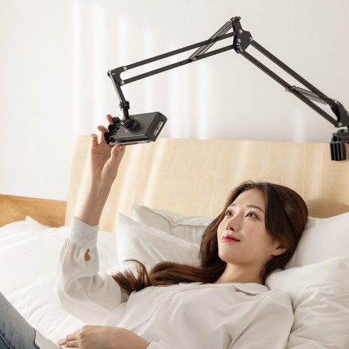 2023년 가성비 최고 침대누워서 사용가능한 자바라거치대 - 초이셜 침대 누워서 자바라 핸드폰 거치대, 블랙, 1개