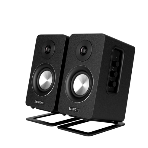 saungyu - SAUNGYU 2채널 USB DAC Hi-Fi 80W 블루투스 북쉘프 모니터 스피커 받침대 스탠드 거치대 세트, BK3020A북쉘프스피커+스피커 받침대 세트, A블랙