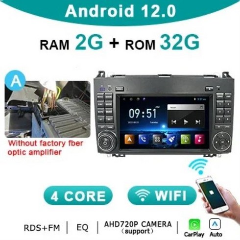 메르세데스 벤츠 스프린터 B200 W209 W169 W245 비토 A180 A160 용 카플레이 안드로이드 12 자동, 01 CBL-2G32G-CP-A_01 CHINA