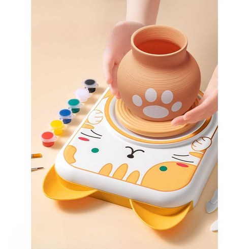 도자기체험 - 어린이용물레 도예장난감 도자기만들기 체험 찰흙, 핑크