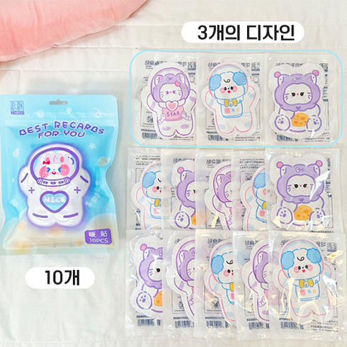 2023년 가성비 최고 똑딱이손난로 - 원에버 웜웜 핫티커 어린이안전인증(KTC) 받은 귀여운 캐릭터 핫팩 (부착형 핫팩) 100g 10개 (1팩), 1개
