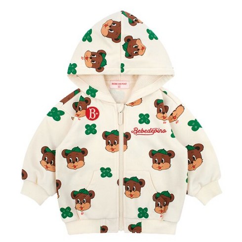 베베드피노 올오버클로버줄리엣베이비후드집업재킷BP41JD112, Ivory, 100