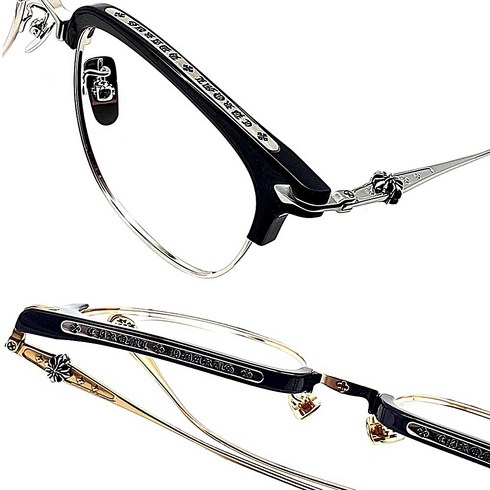 크롬하츠안경 - [당일발송] 페이스오프 고퀄리티 하금테 반뿔테 안경테 고급 럭셔리 장식 남자 안경