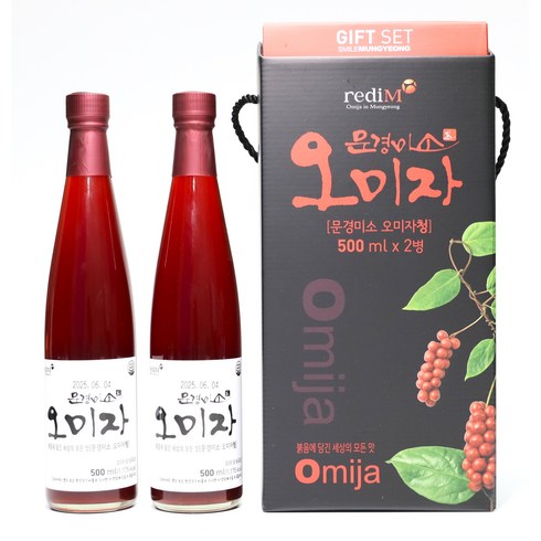 오미자청2병 - 문경미소 오미자청 선물세트 2입, 2개, 500ml