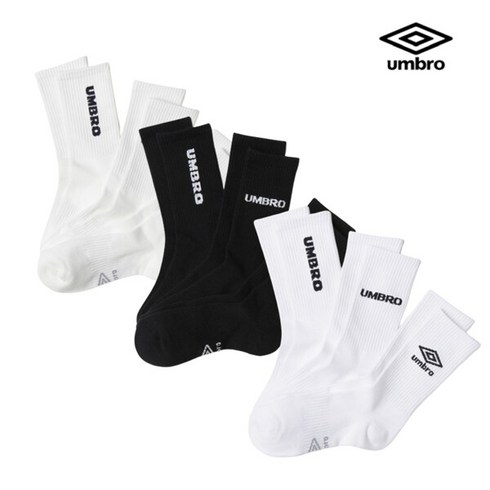 매장판 엄브로 양말 변형로고 3PACK 크루 삭스 UP123CSC12 3종 택1, UP123CSC12 BLACK/240, UP123CSC12 BLACK:240