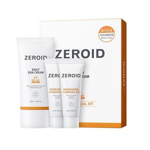 제로이드 데일리 무기자차 선크림 50ml + 더마뉴얼 클렌징젤 25ml x 2ea 세트