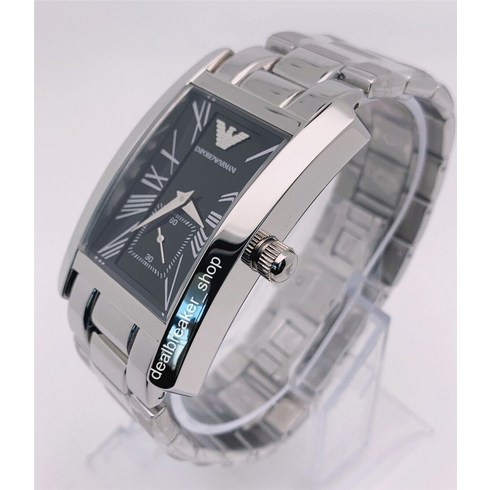 Emporio Armani 엠포리오 아르마니 AR56 실버톤 3mm x 34mm 직사각형 블랙 다이얼 남자시계 2434