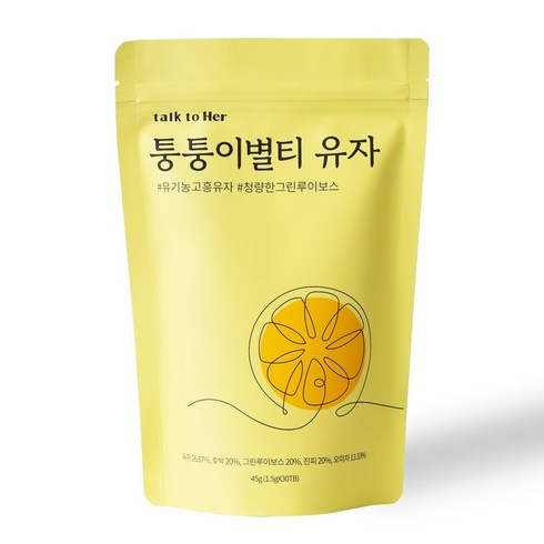 톡투허 퉁퉁이별 유자티 임산부 호박차 유자차 그린루이보스티 귤피차 오미자차, 1.5g, 30개입, 1개