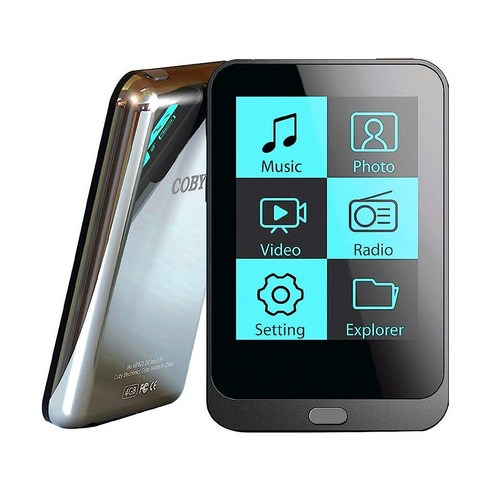 COBY FM 라디오가 있는 5.1cm(2인치) 4GB 비디오 MP3 플레이어(블랙)|TFT LCD 터치스크린|USB 2.0 충전식 리튬 배터리|음악 비디오 사진 텍스트 재생