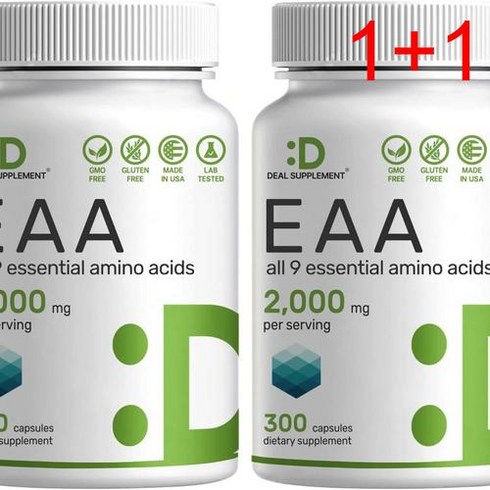 DEAL supplement - [1+1] 필수 아미노산 2000mg BCAAs 무맛 300 캡슐 - DEAL SUPPLEMENT, 2개, 300정