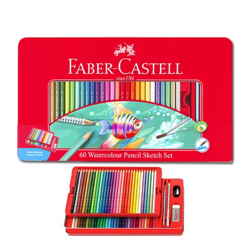 수성색연필 - 파버카스텔 수채 색연필, 60색, 1개