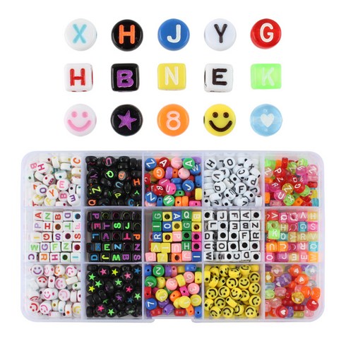 이니셜키링 - 이니셜비즈 750pcs 공예재료 DIY 팔찌만들기 간편세트 키링