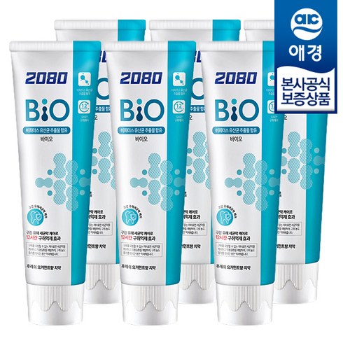 2080 바이오후레쉬 치약 요거민트향, 120g, 6개