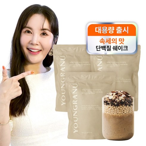 영라뉴 - 영라뉴 프로틴 핏 쉐이크 대용량 장영란 단백질 곡물흑임자맛 영란뉴, 3개, 630g