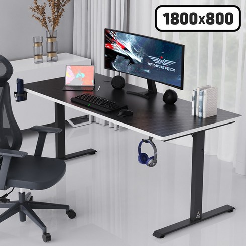 아우스 TSW 800폭 컴퓨터책상 올인원 게이밍책상 사무용책상 학생책상 서재책상 1000 1200 1400 1600 1800, 카본블랙(BLACK)