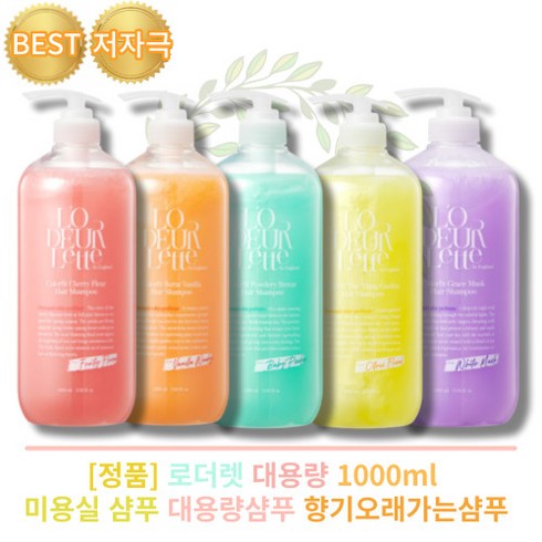 [정품] 로더렛 대용량 1000ml 미용실 샴푸 대용량샴푸 약산성 비오틴 번트 바닐라 단백질샴푸 퍼품 더 일랑 가튼 체리 플뢰르 파우더리 브리즈 향기좋은샴푸 가성비 향기오래가는샴푸, 2개