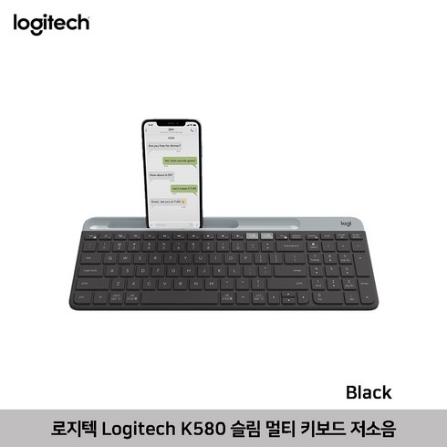 로지텍 Logitech K580 슬림 멀티 키보드 (영문각인) 무선 저소음, 그라파이트, Logitech-WLKeyboard-K580-Black