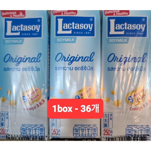 [태국 오리지널 두유] LACTASOY Original Soymilk 두유 250ml 36개 WORLDFOOD