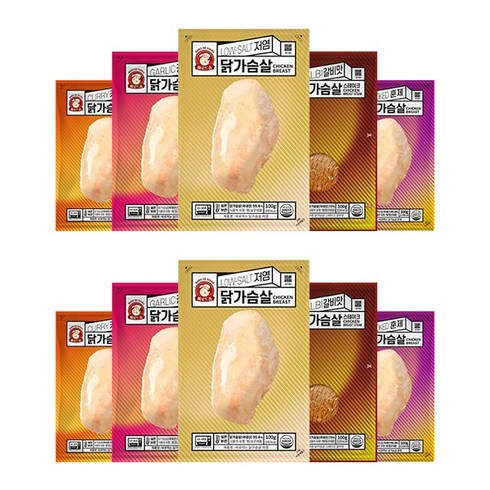 [바로드숑]바로먹는 실온 특허 닭가슴살 5가지맛 혼합 25팩 세트(저염5팩/훈제5팩/갈릭5팩/커리5팩/갈비5팩), 1세트