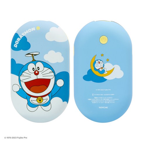 2023년 가성비 최고 디즈니손난로보조배터리 - 산리오 손난로보조배터리 충전식 캐릭터 충전손난로 전자핫팩 휴대용 양면발열 전기 전자 USB 충전용 핸드워머 귀여운 겨울 선물 미니언즈 산리오 도라에몽 디즈니 스누피 손난로, 2. 도라에몽충전식손난로-블루 (1)