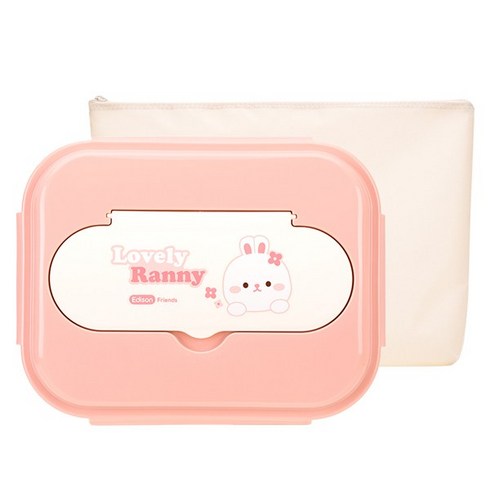 에디슨식판 - 에디슨 프렌즈 하나로 스텐 식판 가방 세트, 핑크(흰토끼), 식판 + 가방, 1세트