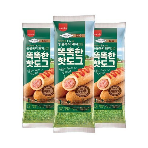 삼립 냉동 동물복지 돼지로 만든 똑똑한 핫도그 20봉, 85g, 20개