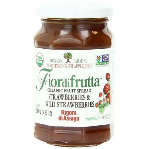 Rigoni di Asiago Fiordifrutta 유기농 딸기 과일 스프레드 250g(8.8온스) (1팩), 1개, 250g