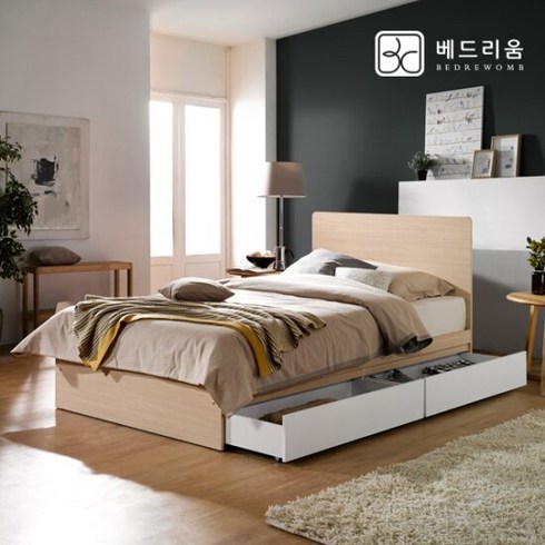 [베드리움]하이 서랍침대(SS)+NEW 노블아워 유로탑 매트, 단품
