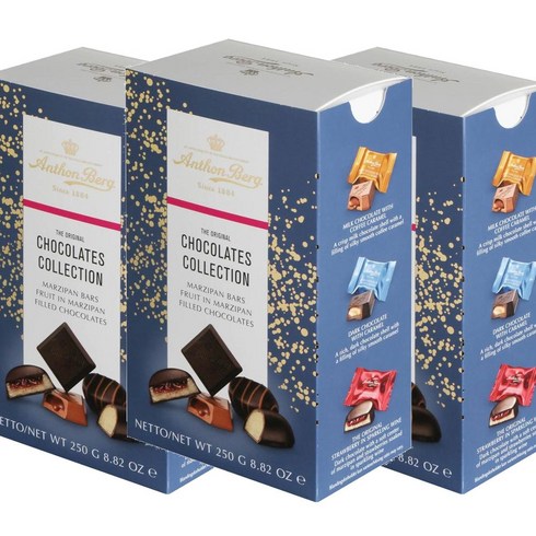 Anthon Berg Original Chocolates Collection 안톤버그 덴마크 오리지널 마지팬 초콜릿 컬렉션 6종 개별포장 250g 3박스, 3개