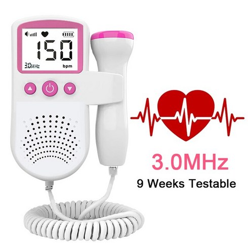 태아심장소리 심음기 태교음악 심장박동 모니터 3.0MHz 초음파 태아 도플러 아기 심장 박동 0 방사선 Prena, 01 Pink, 01 Pink