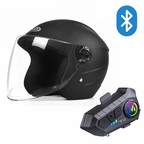[7세대] 오토바이 바이크 풀페이스 헬멧 블루투스 헤드셋, Free, 블랙