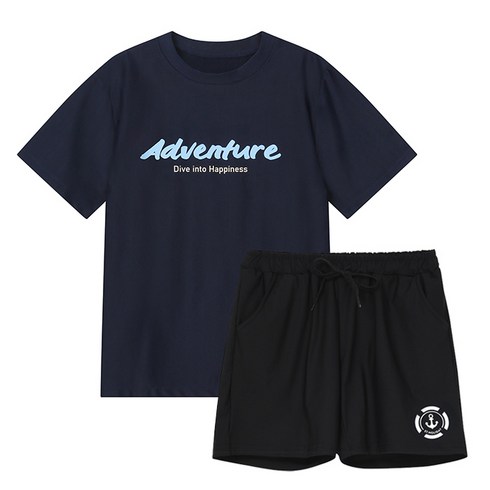 슈가비치 아동 주니어 반팔 래쉬가드+보드숏 세트 LE23-514 루즈핏 수영복 8세~17세