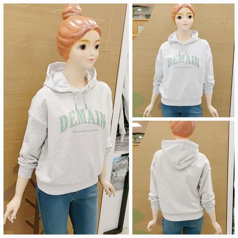 [소이주니어]논현점 23년봄신상 ** 톡톡한소재 ** 한사이즈 크게 주문 크롭티는 좀 작아요 ** 칼라 레터링 크롭 후드티 ** 마네킹 키 155 11호 착용 **