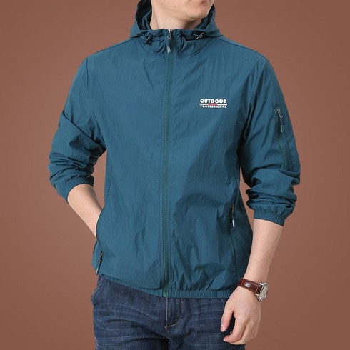 방수자켓 - ANYOU 남성 봄 가을 여름 심플 자켓 방풍 방수 바람막이 자외선 차단 캠핑 등산복