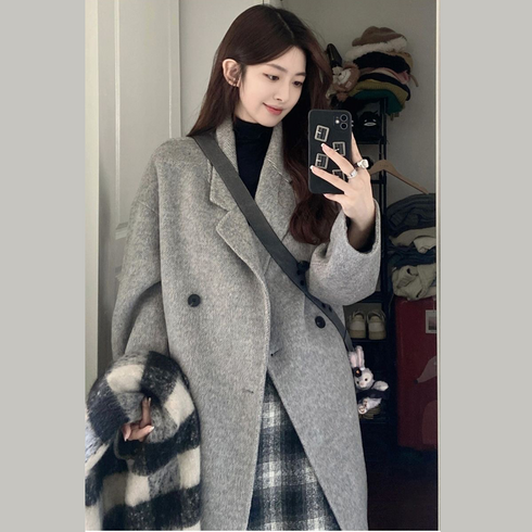 24FW Faux 세이블퍼 롱 코트 - t&bm 로브 울 데일리 롱코트