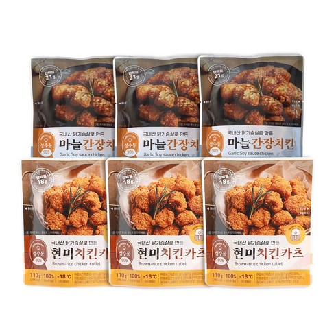 성수동905 냉동순살치킨 혼합 2종(마늘간장+현미크런) 맛별 3개씩 총 6개, 단품