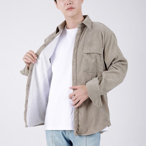 남성 골덴 양털 기모 코듀로이 겨울 남방 셔츠 M~4XL