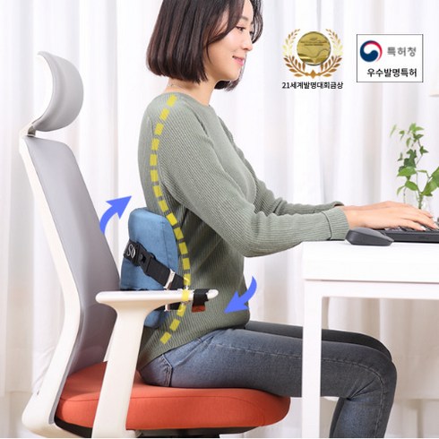 카이로스 척추쿠션 의자등받이 등 허리쿠션 사무실 의자허리받침 거북목교정기, 차콜