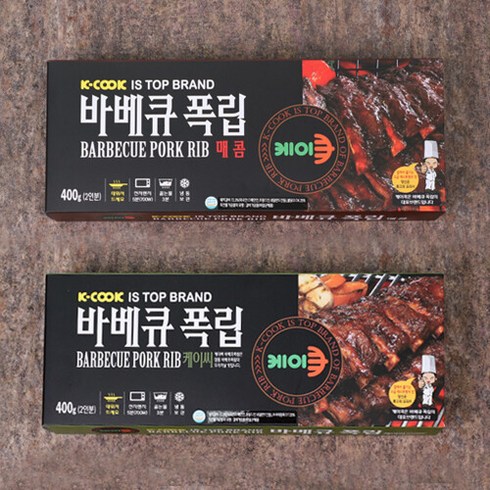 브랜드없음 [케이쿡] 바베큐폭립 400g × 1팩 + 매콤폭립, 단품