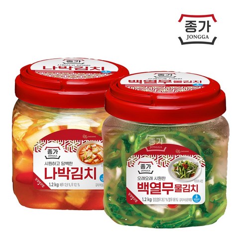 종가집 백열무 물김치 1.2kg (PET) + 종가집 담백한 나박김치 1.2kg(PET), 2, 1.2