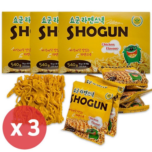 쇼군 라멘 스낵 치킨맛 (18g x 30개입) 540g 3개