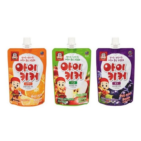 정관장 아이키커 100ml 포도맛 10포 +사과맛 10포+ 오렌지맛 10포 총30포 각1박스씩