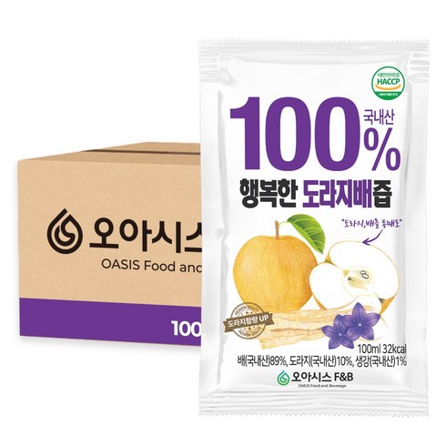 도라지배즙 - 오아시스 국내산 도라지배즙, 100개, 100ml