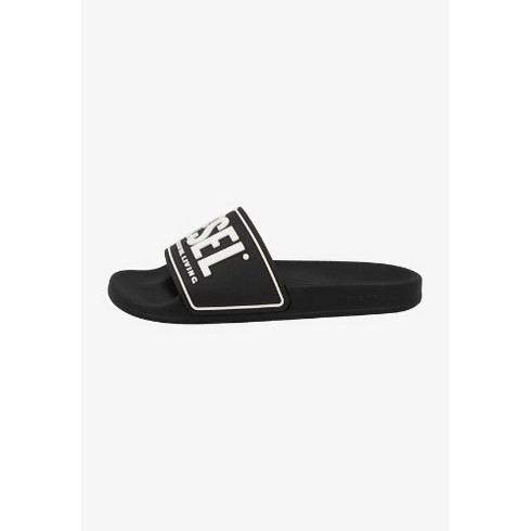 Diesel 디젤 풀 슬라이드 블랙화이트 y02854p4441h0958 여성슬리퍼, black-white, 41