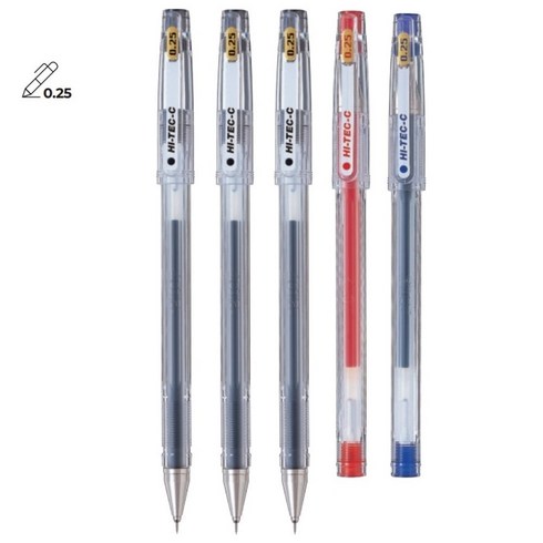 하이테크602 - PILOT 하이테크-C 0.25mm 5개 파일롯트 HI-TEC-C 젤 잉크 볼펜, 혼합5개(블랙3레드1블루1)