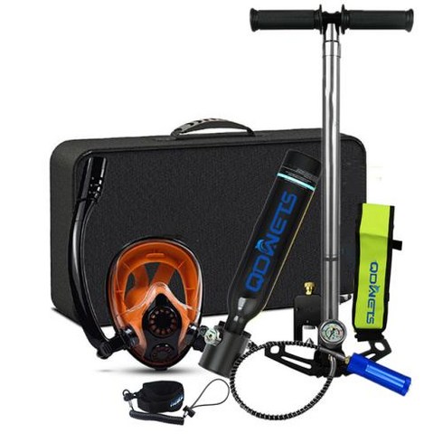 미니산소통 잠수통 잠수 미니 산소통 QDWETS 스노클링 스쿠버 탱크 공기 실린더 야외 휴대용 다이빙 마스크 범위 익스텐션 조합 장비, 6) 0.5L Black Set