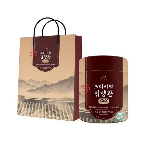 침향환 - 웰빙곳간 프리미엄 침향환 골드 100환 쇼핑백 포함, 1개, 375g