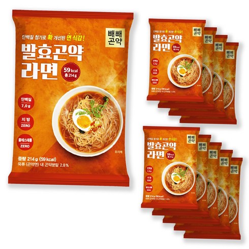 빼빼곤약 발효곤약라면 매운맛 / 순한맛, 10개, 214g