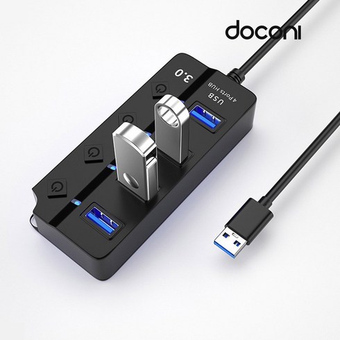 usb3.0허브 - 도코니 3.0 USB 허브 4포트, 블랙 USB 3.0