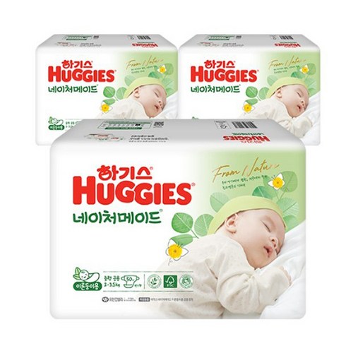 하기스이른둥이 - 하기스 이른둥이 기저귀 네이처메이드 중형M (2~3.5kg) 150매, 1세트, 신생아용(NB)